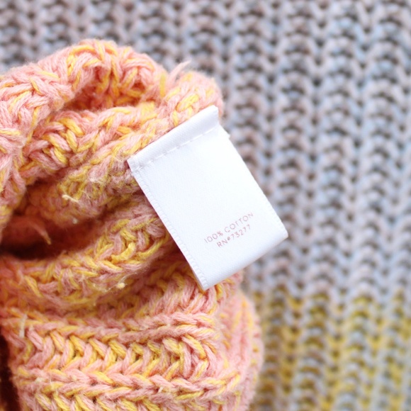 LC Lauren Conrad Rainbow Striped Pullover Mock Neck Knit Sweater Size Medium - Picture 4 of 5